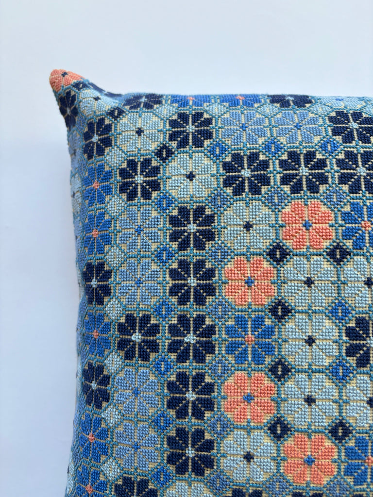 Damask Rose - Indigo & Peach